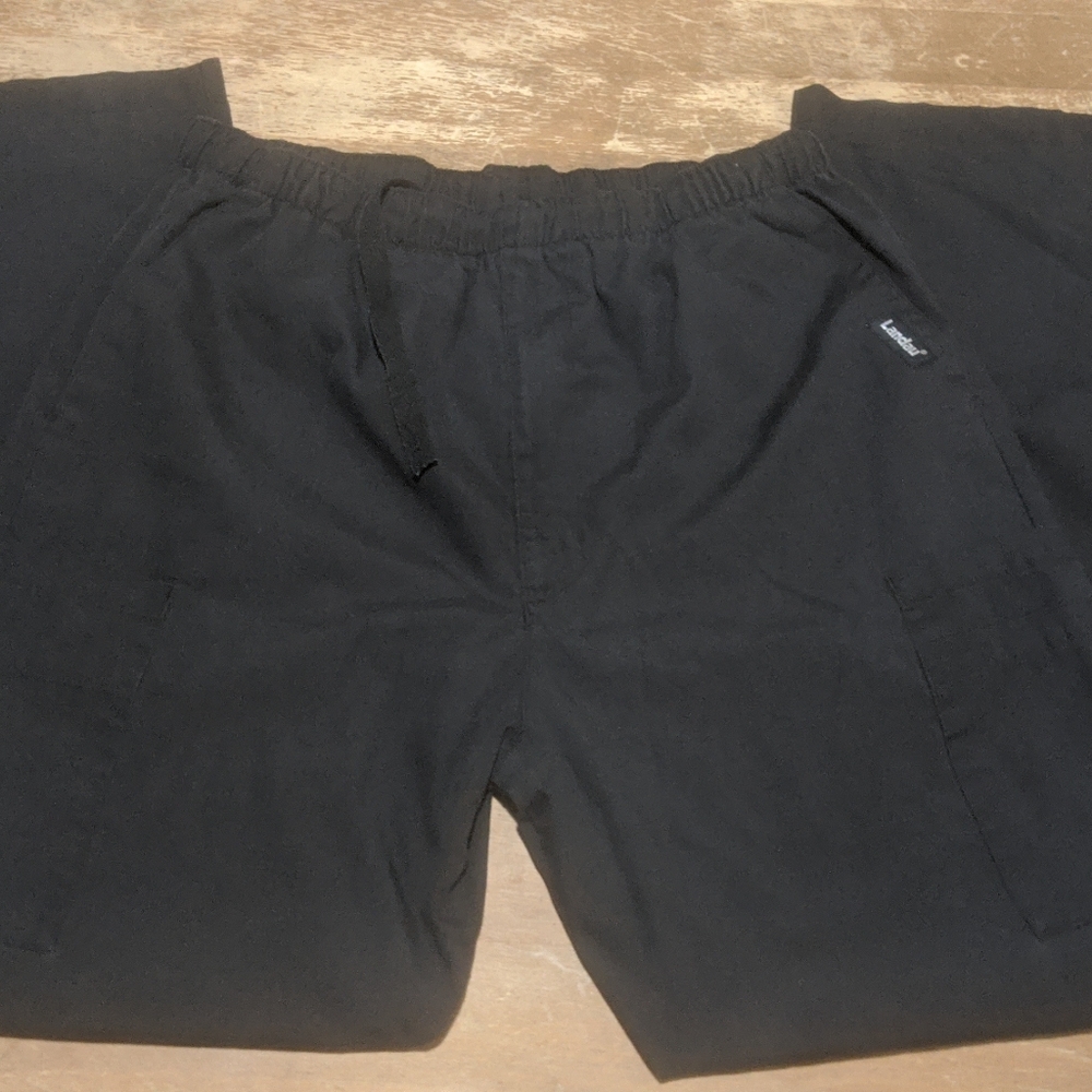 Landau Essentials Womans Straight Leg Scrub Pant Black Large Classic Fit